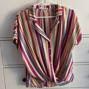 Flowy colorful striped blouse